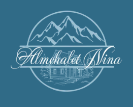 A stylish logo with mountains in the background and the inscription "Almchalets Nina". The colors are soft and soothing, ideal for a mountain resort.