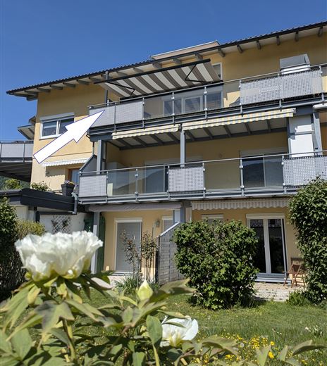 Ansicht vom Garten zu Ihrem Balkon im 2. Stock